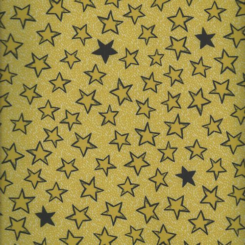 Tissu Softshell étoiles jaunes/fd jaune 95%pol/5%el