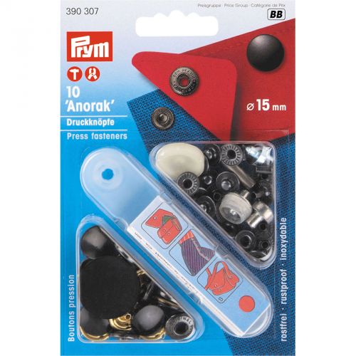 Carte 10 Boutons press. Anorak laiton 15mm vern