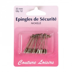 Epingles de sécurité nickelées n°1 X12 - 33 mm