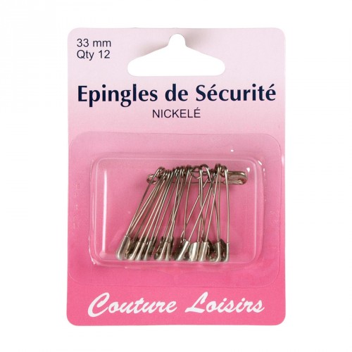 Epingles de sécurité nickelées n°1 X12 - 33 mm