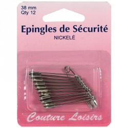 Epingles de sécurité nickelées n°2 X12 - 38 mm