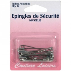 Epingles de sécurité nickelées assorties X12