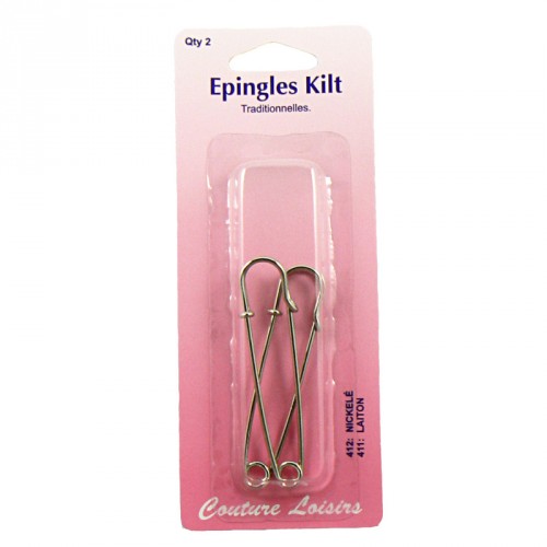 Epingles kilt nickelées X2 - 75mm