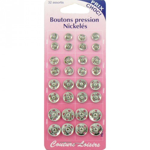 Boutons pression Nickelés-32 assortis