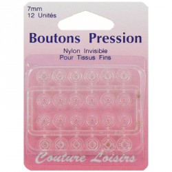 Boutons pression 7mm nylon invisible X12