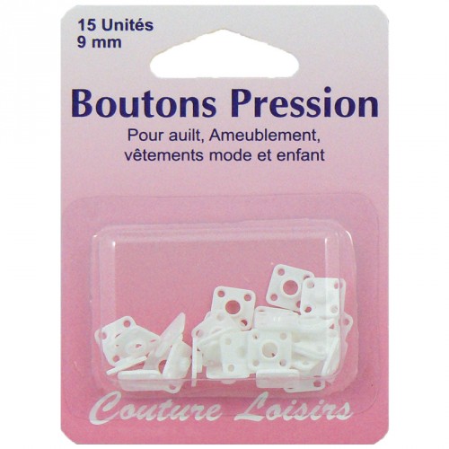 Boutons pression 9mm nylon blanc X15