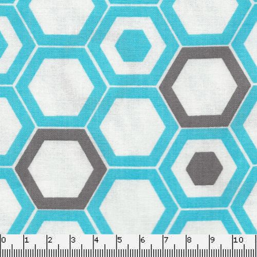 Tissu graphique nid d'abeille bleu turquoise