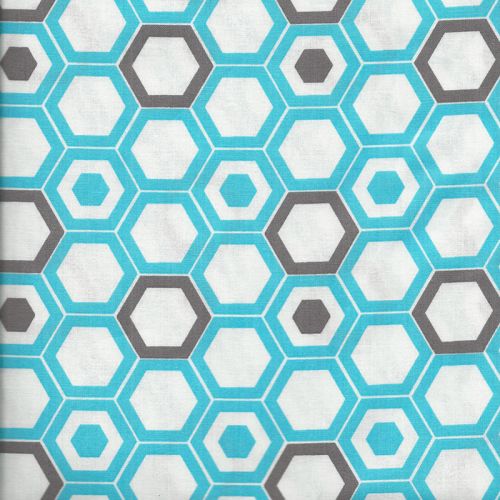 Tissu graphique nid d'abeille bleu turquoise