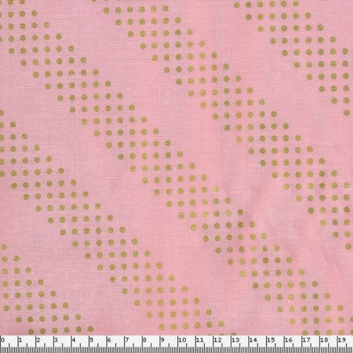 Tissu graphique doré fond rose 100% coton