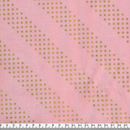 Tissu graphique doré fond rose 100% coton