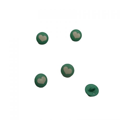 Bouton vert motif coeur