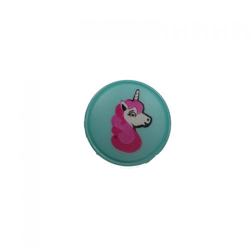 Bouton vert motif licorne 18 mm
