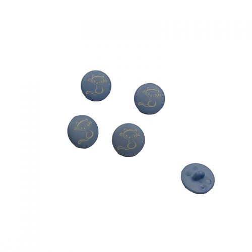 Bouton bleu motif chat 15mm