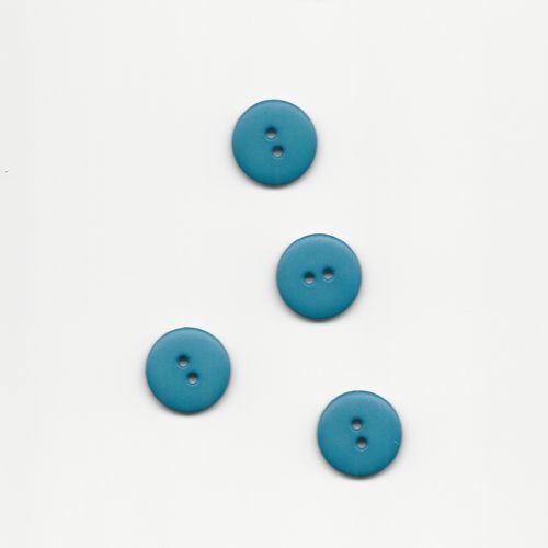 Bouton uni bleu turquoise T12mm 2 trous