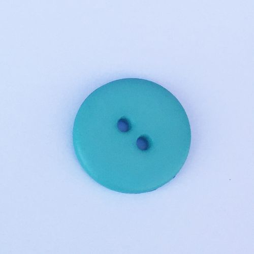 Bouton uni vert d'eau T18mm 2 trous