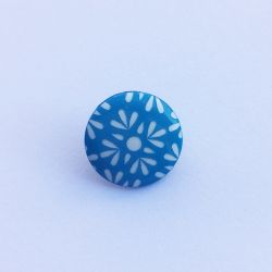 Bouton fantaisie 15 mm bleu fleur