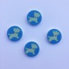 Bouton rond fond bleu chien Bouton rond fond bleu chien