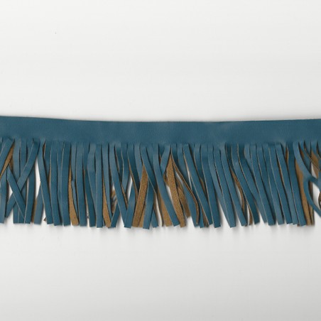 Franges simili cuir bleu canard