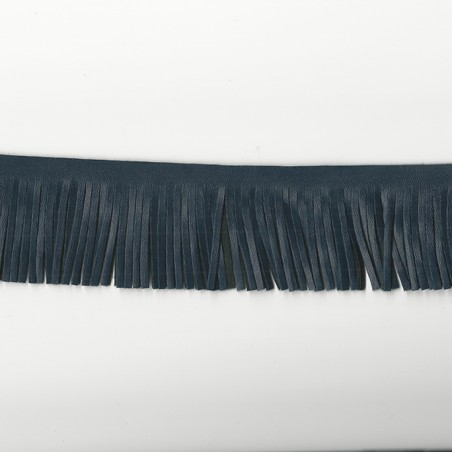 Franges simili cuir bleu marine