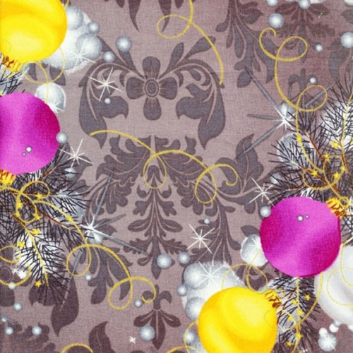 Tissu Décorations de Noël sur fond gris - Fabri Quilt