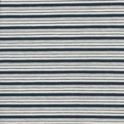 Tissu jersey  marinière blanc et bleu fine rayure lurex argent