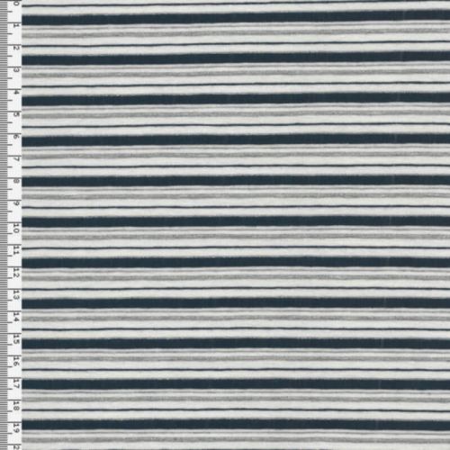 Tissu Jersey marinière blanc/bleu lurex argent 