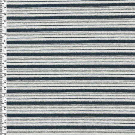 Tissu Jersey marinière blanc/bleu lurex argent 