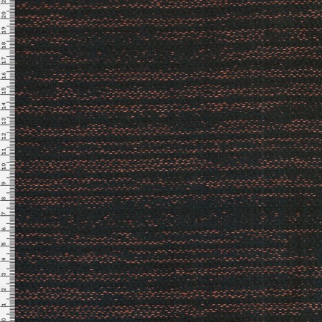 Tissu maille noir et orange 48%pol/36%co/16%pan