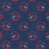 Tissu satin cerfs fond bleu marine 100% coton larg 140 cm Tissu satin cerfs fond bleu marine 100% coton larg 140 cm