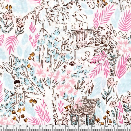 Tissu 100% coton Michael Miller peter pan rose larg 110 cm