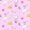 Tissu jersey animaux volants fond rose Tissu jersey animaux volants fond rose