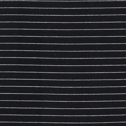 Tissu jersey marinière Mousterlin noir et argent