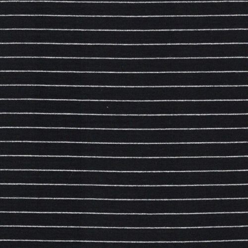 Tissu jersey marinière Mousterlin noir et argent