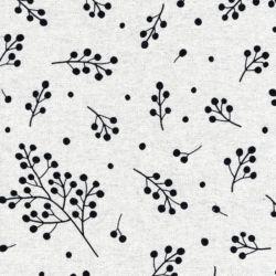 Tissu fleurs de gui lurex argent fd beige 80%cot/20%pes larg