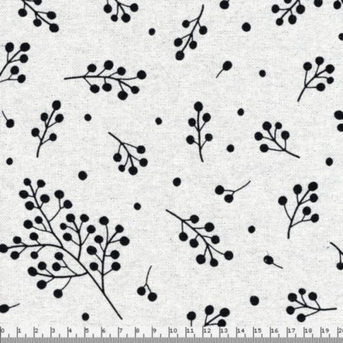 Tissu fleurs de gui lurex argent fd beige 80%cot/20%pes larg