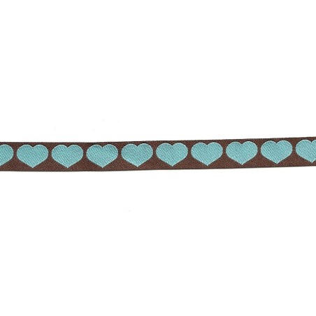 Rubans Tissés Coeur brun/turquoise