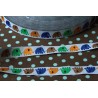 Rubans Tissés Eléphants blanc/multi