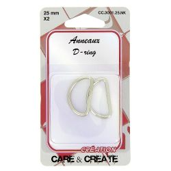 Anneaux demi-ronds 25 mm x 2 argent
