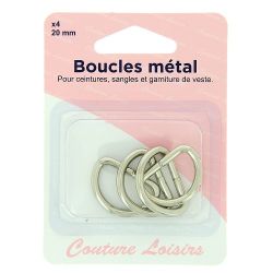 Boucles métal forme D 20 mm X4