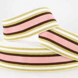 Ceinture élastique stripe métal doré rose/brun