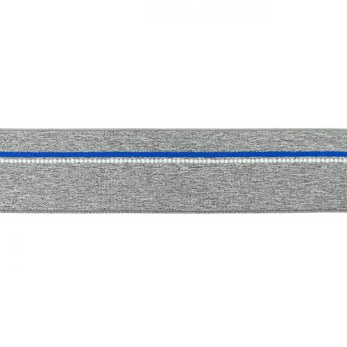 Elastique ligne bleu gris chiné moyen 40mm