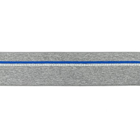 Elastique ligne bleu gris chiné moyen 40mm