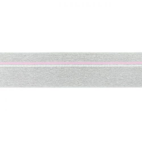 Elastique ligne rose gris chiné clair 40mm