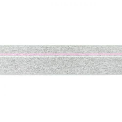 Elastique ligne rose gris chiné clair 40mm