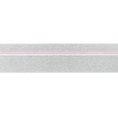 Elastique ligne rose gris chiné clair 40mm
