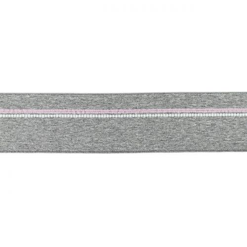 Elastique ligne rose gris chiné moyen 40mm