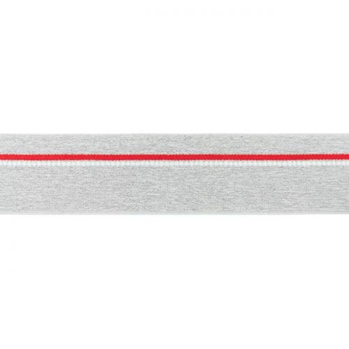 Elastique ligne rouge gris chiné clair 40mm