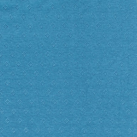Tissu jersey ajouré pointelle bleu jean