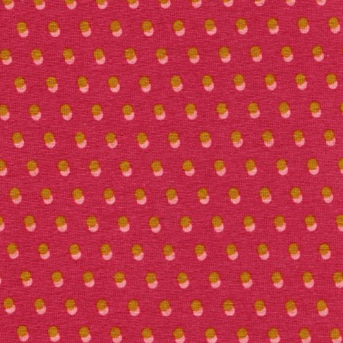 Tissu sweat dots bicolore fond rose 