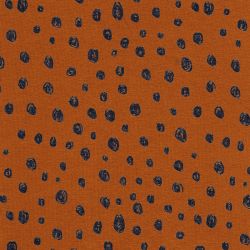 Tissu jersey pois marine fond rouille